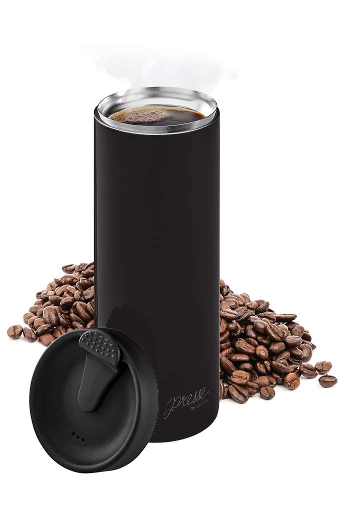 bobble French Coffee Presse, On-The-Go use, Quick Brew, Slim Design, Triple Wall Insulation, 14 oz (Black) - Image 1